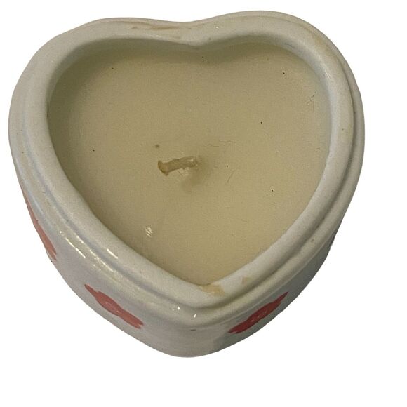 Heart Shaped Candle Hinged Trinket Box Valentine Holiday Kitchy Dainty Country - Picture 4 of 13